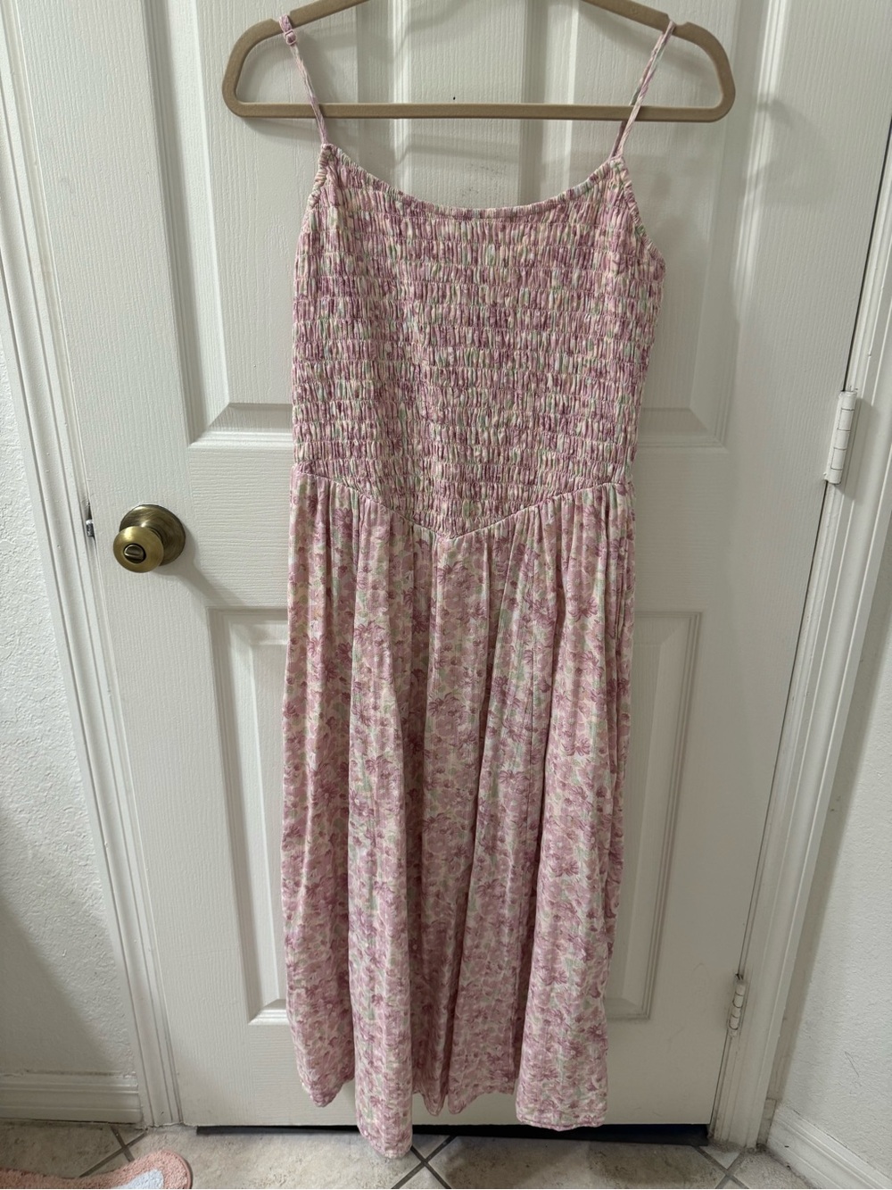 American Eagle Bella Midi Floral Dress Pink